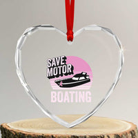Funny Save Motor Boating Heart Crystal Glass Ornament Breast Cancer Pink Ribbon - Wonder Print Shop