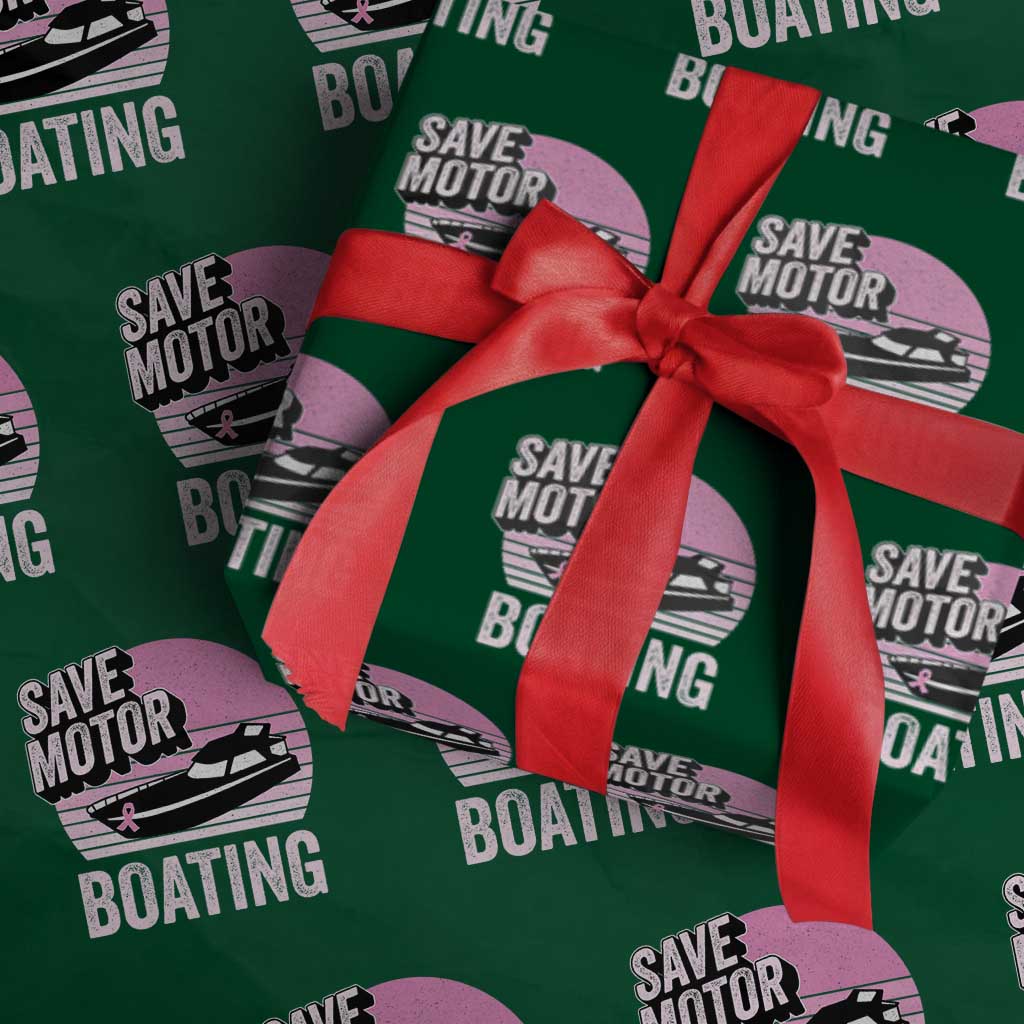 Funny Save Motor Boating Wrapping Paper Roll Breast Cancer Pink Ribbon - Wonder Print Shop