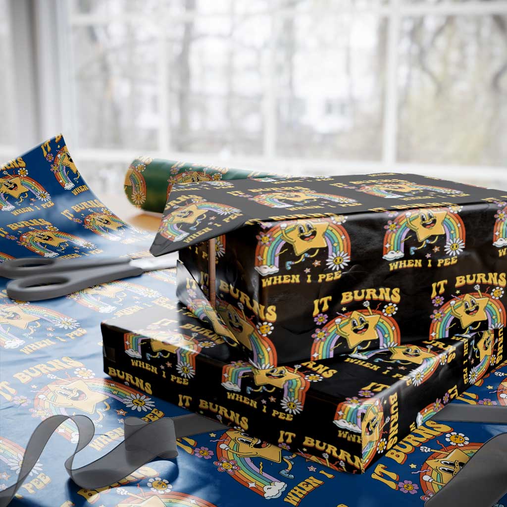 Funny Saying Wrapping Paper Roll It Burns When I Pee Sarcastic Ironic Meme Nostalgia