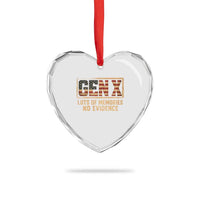 Funny Saying Sarcastic Gen X Lots of Memories No Evidence Heart Crystal Glass Ornament Vintage American Flag