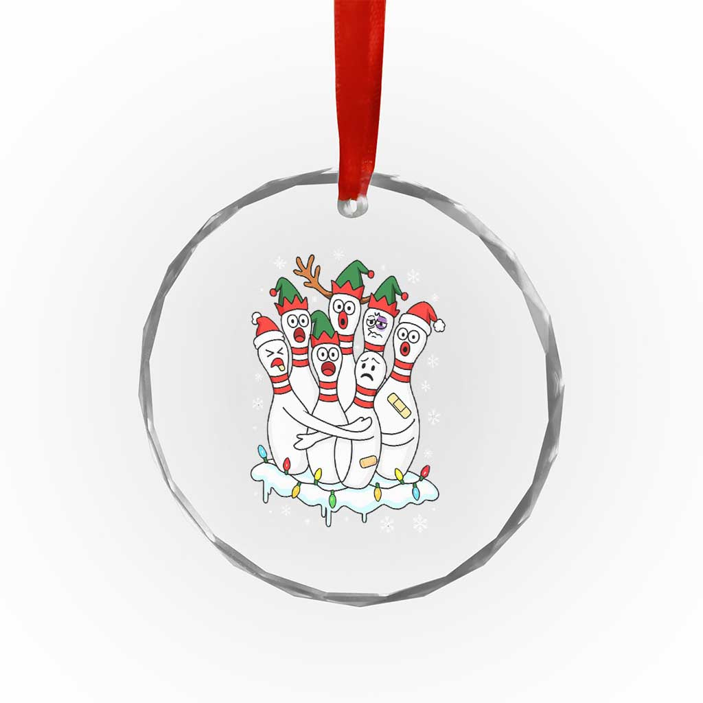 Funny Scared Cartoon Christmas Bowling Pins Crystal Glass Ornament - Wonder Print Shop