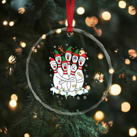 Funny Scared Cartoon Christmas Bowling Pins Crystal Glass Ornament - Wonder Print Shop
