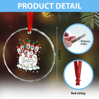 Funny Scared Cartoon Christmas Bowling Pins Crystal Glass Ornament - Wonder Print Shop