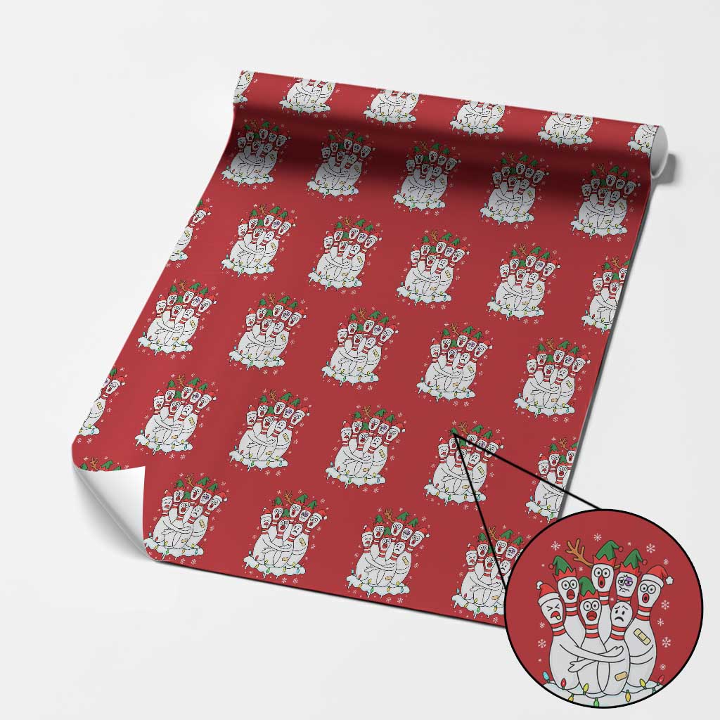 Funny Scared Cartoon Christmas Bowling Pins Wrapping Paper Roll - Wonder Print Shop