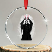 Funny Scary Bunny Face Ghost Heart Hand Sign Easter Day Crystal Glass Ornament