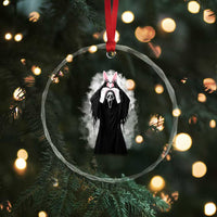 Funny Scary Bunny Face Ghost Heart Hand Sign Easter Day Crystal Glass Ornament