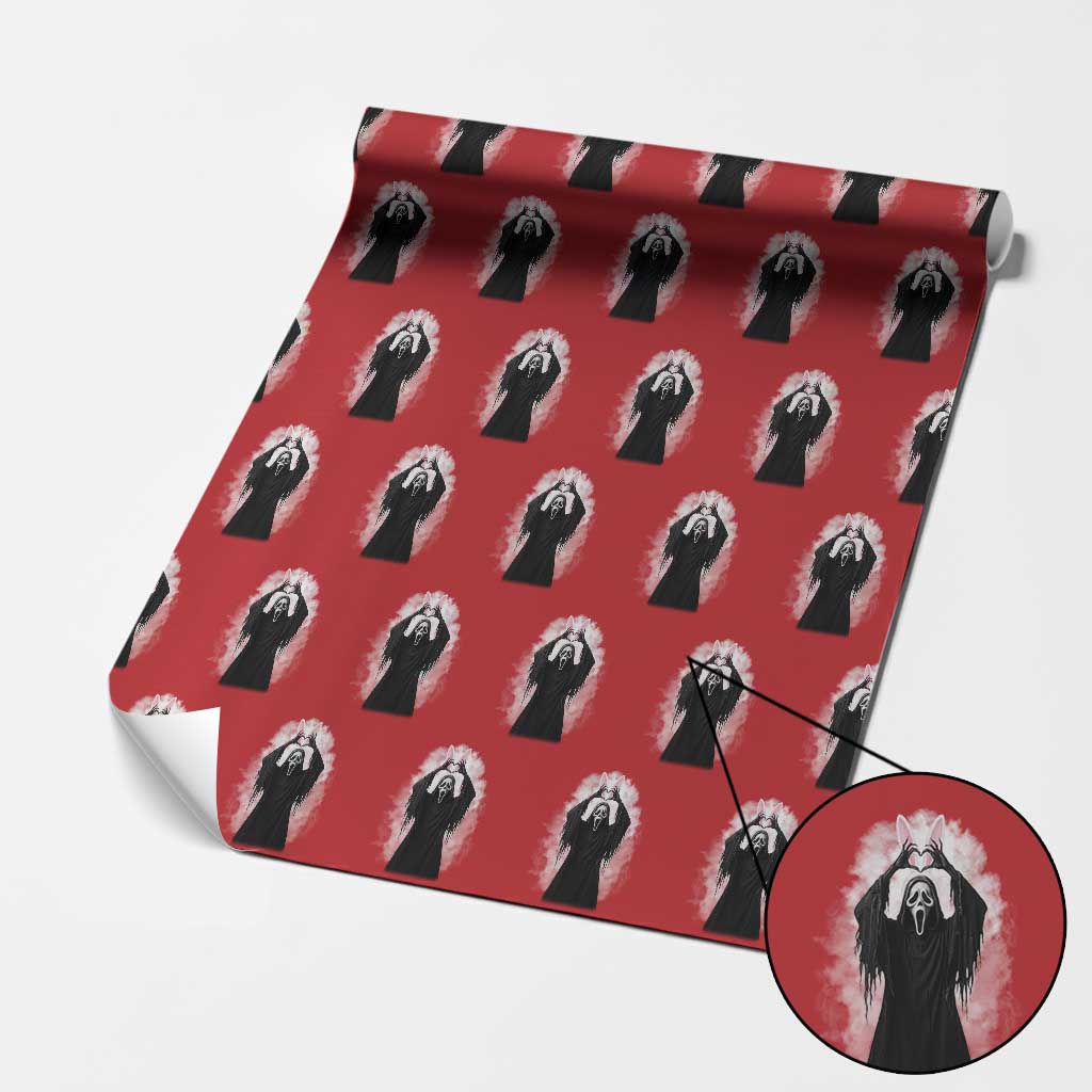 Funny Scary Bunny Face Ghost Heart Hand Sign Easter Day Wrapping Paper Roll