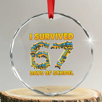 Funny School Bus Driver Crystal Glass Ornament I Survived 67 Days of School - Wonder Print Shop