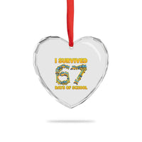 Funny School Bus Driver Heart Crystal Glass Ornament I Survived 67 Days of School - Wonder Print Shop