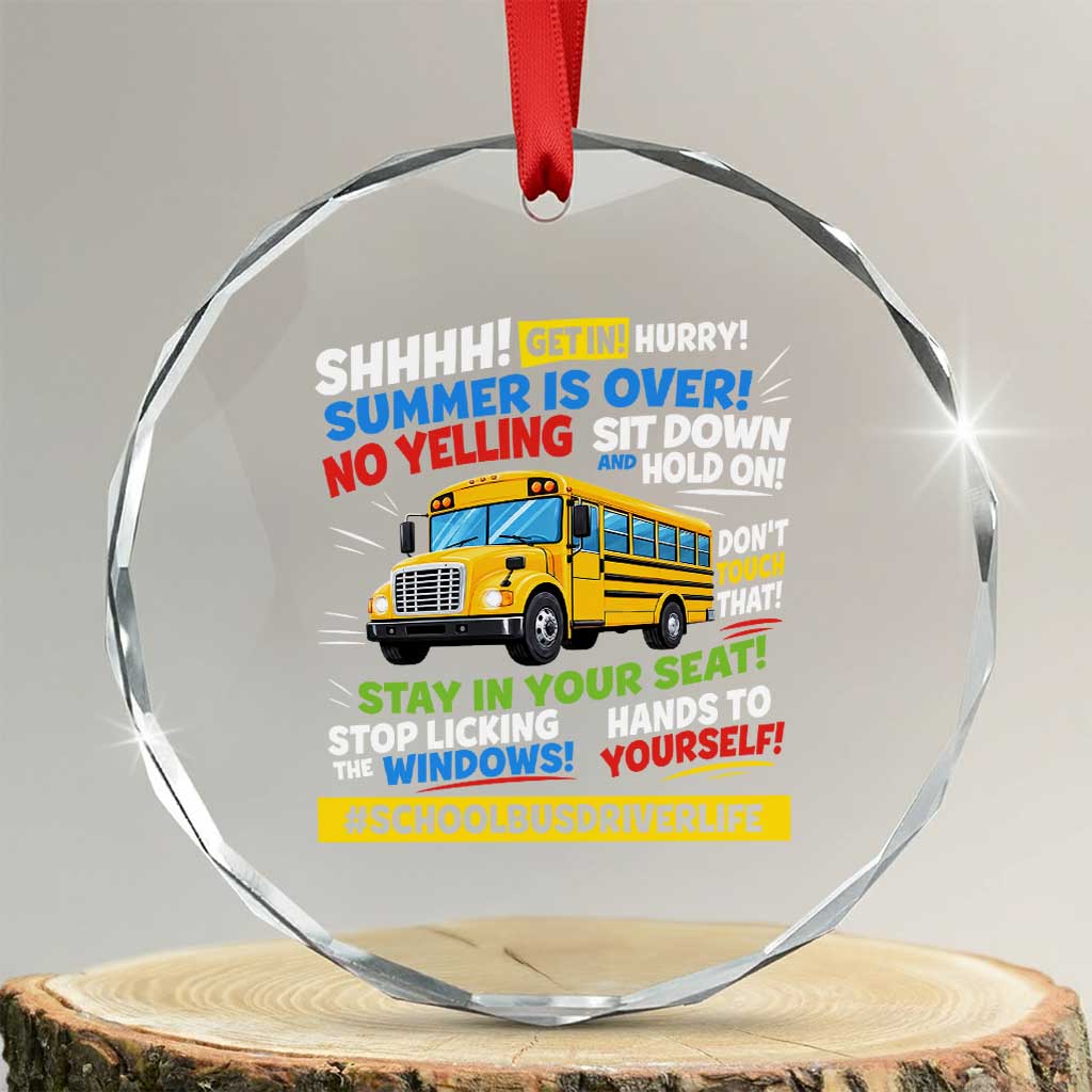 Funny School Bus Driver Life Crystal Glass Ornament Back to School Teacher Kids