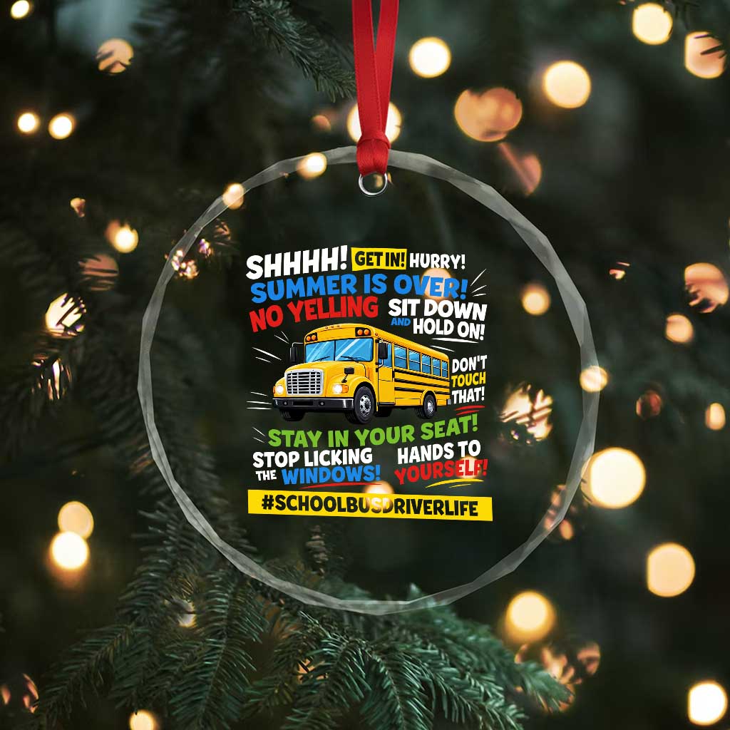 Funny School Bus Driver Life Crystal Glass Ornament Back to School Teacher Kids