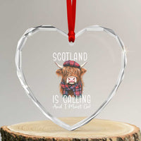 Funny Scotland Is Calling And I Must Go Heart Crystal Glass Ornament Highland Cow - Wonder Print Shop