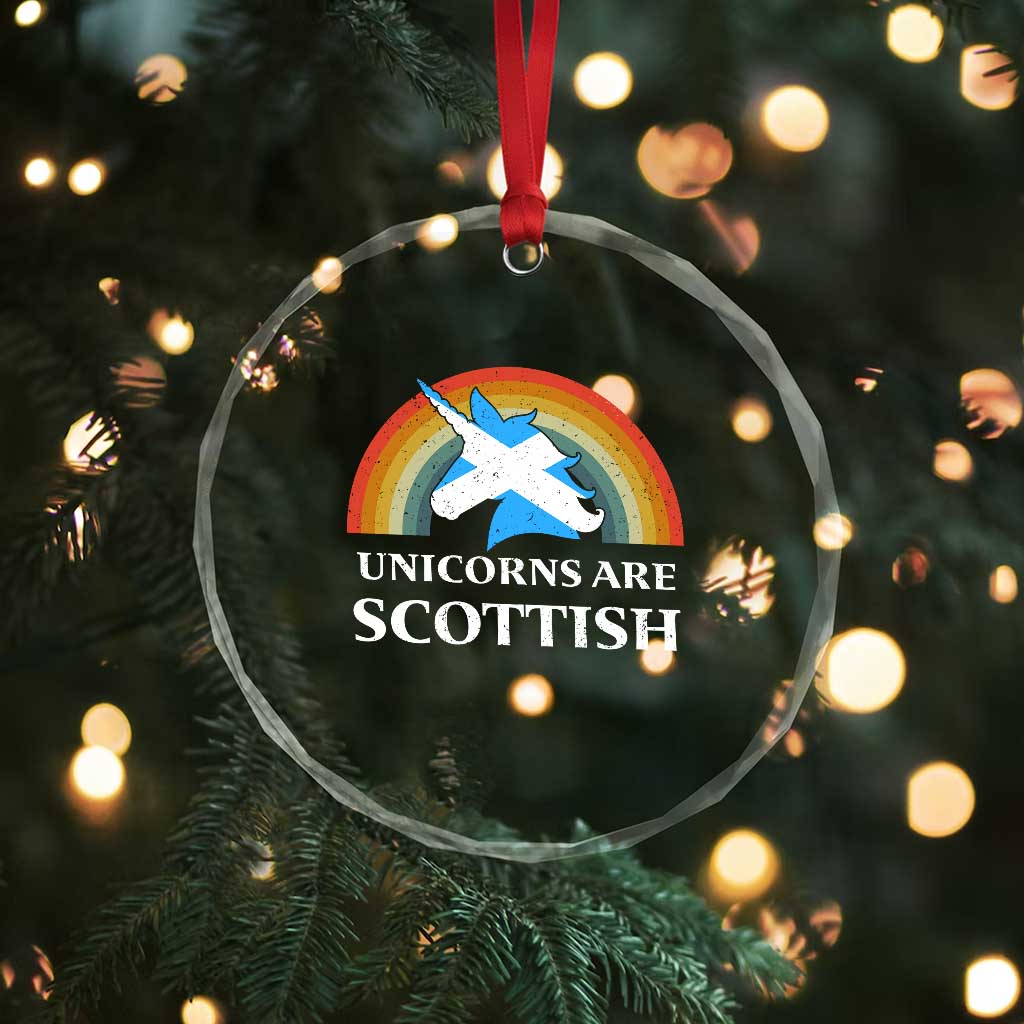 Funny Scotland Pride Unicorn Crystal Glass Ornament Unicorns Are Scottish Rainbow - Wonder Print Shop