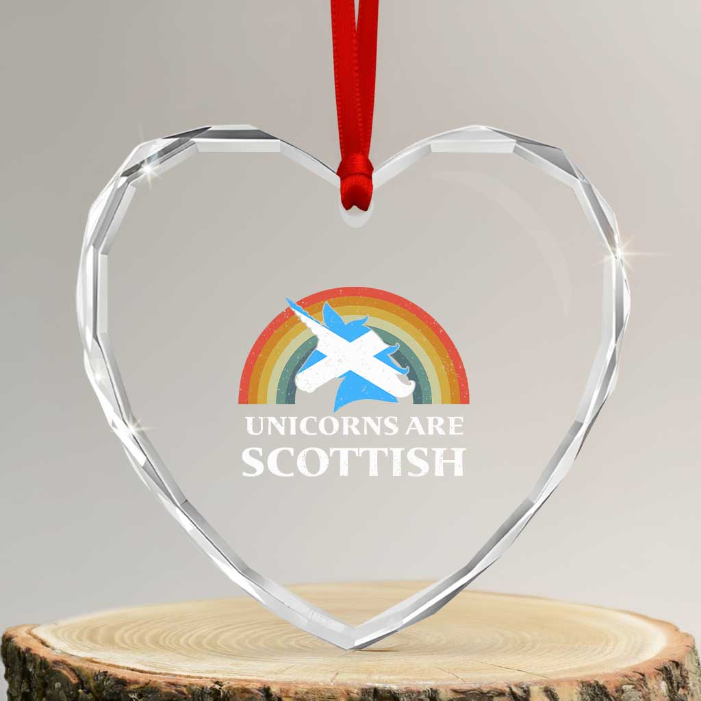 Funny Scotland Pride Unicorn Heart Crystal Glass Ornament Unicorns Are Scottish Rainbow - Wonder Print Shop