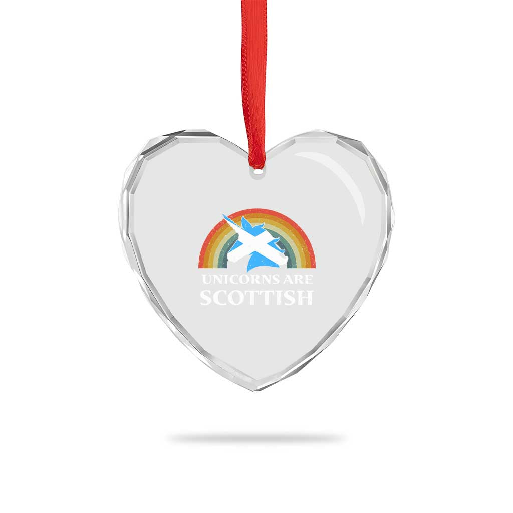 Funny Scotland Pride Unicorn Heart Crystal Glass Ornament Unicorns Are Scottish Rainbow - Wonder Print Shop