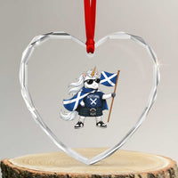 Funny Scotland Unicorn Heart Crystal Glass Ornament Cool Scottish Unicorn with Kilt Flag Scotland Pride Football Fans