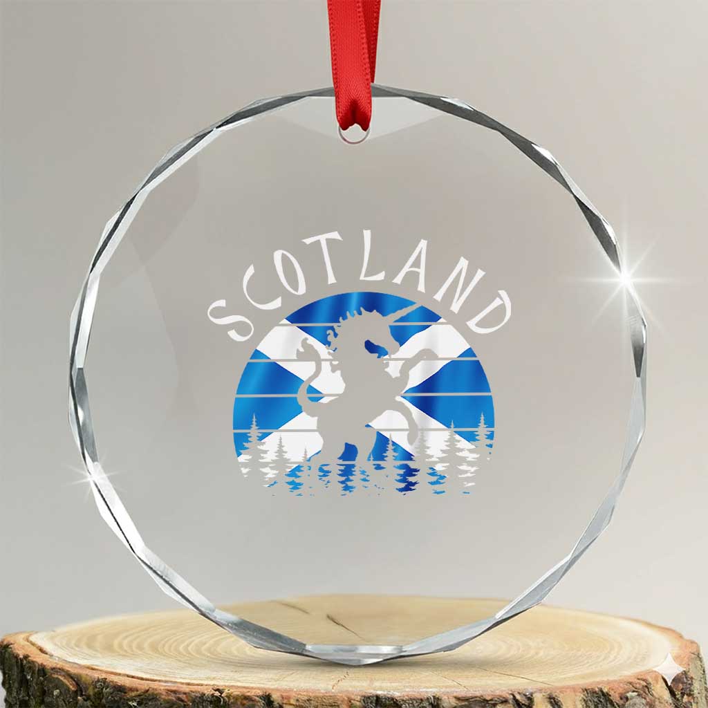 Funny Scotland Unicorn Scottish Flag Saltire Crystal Glass Ornament - Wonder Print Shop