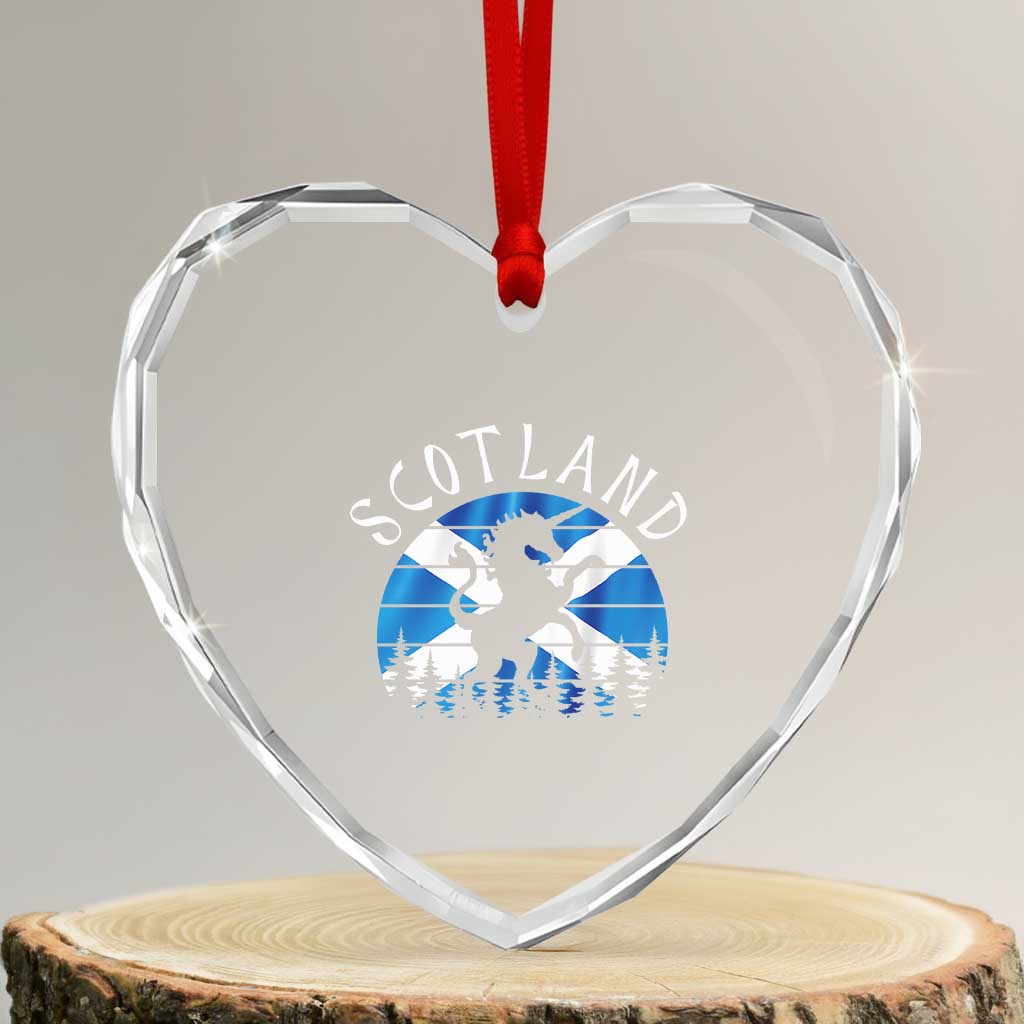 Funny Scotland Unicorn Scottish Flag Saltire Heart Crystal Glass Ornament - Wonder Print Shop