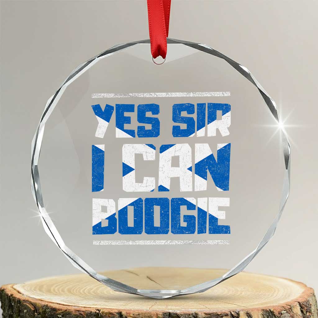 Funny Scottish Anthem Fan Saltire Flag Crystal Glass Ornament Yes Sir I Can Boogie Sports Style Scotland Football Supporters