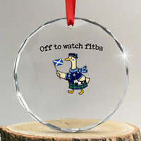 Funny Scottish Goose Scotland Football Crystal Glass Ornament Off to Watch Fitba Soccer Fans Meme