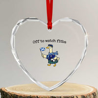 Funny Scottish Goose Scotland Football Heart Crystal Glass Ornament Off to Watch Fitba Soccer Fans Meme