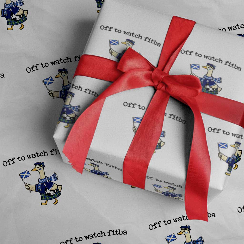 Funny Scottish Goose Scotland Football Wrapping Paper Roll Off to Watch Fitba Soccer Fans Meme