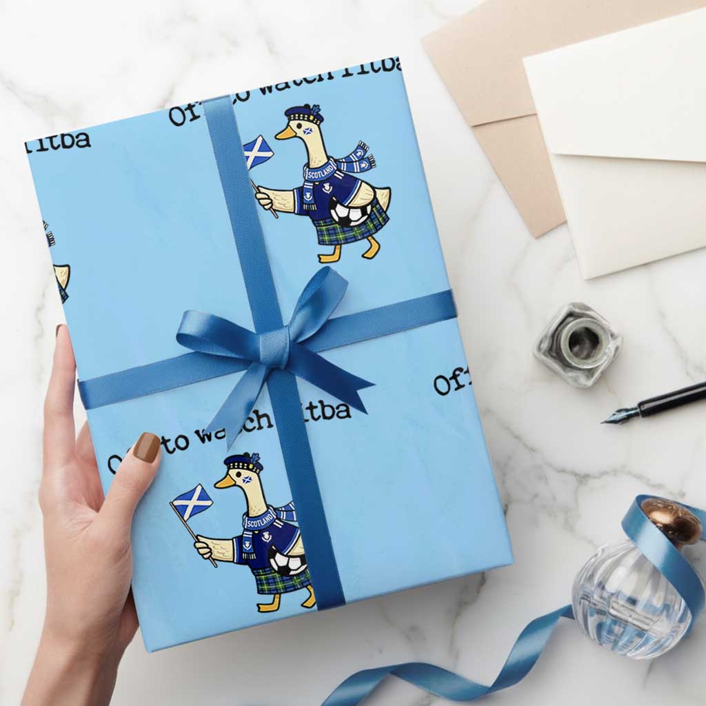 Funny Scottish Goose Scotland Football Wrapping Paper Roll Off to Watch Fitba Soccer Fans Meme