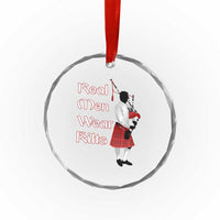 Funny Scottish Pride Crystal Glass Ornament Real Men Wear Kits Tartan Bagpipe - Wonder Print Shop
