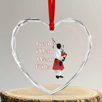 Funny Scottish Pride Heart Crystal Glass Ornament Real Men Wear Kits Tartan Bagpipe - Wonder Print Shop