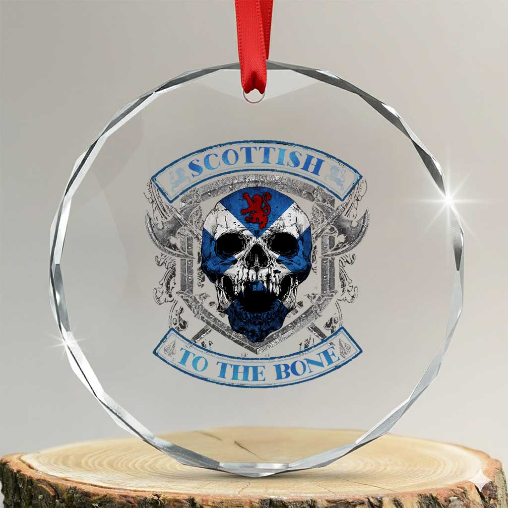 Funny Scottish Viking Crystal Glass Ornament Scottish To The Bone Vintage Scottish Lion Rampant Flag Skull - Wonder Print Shop