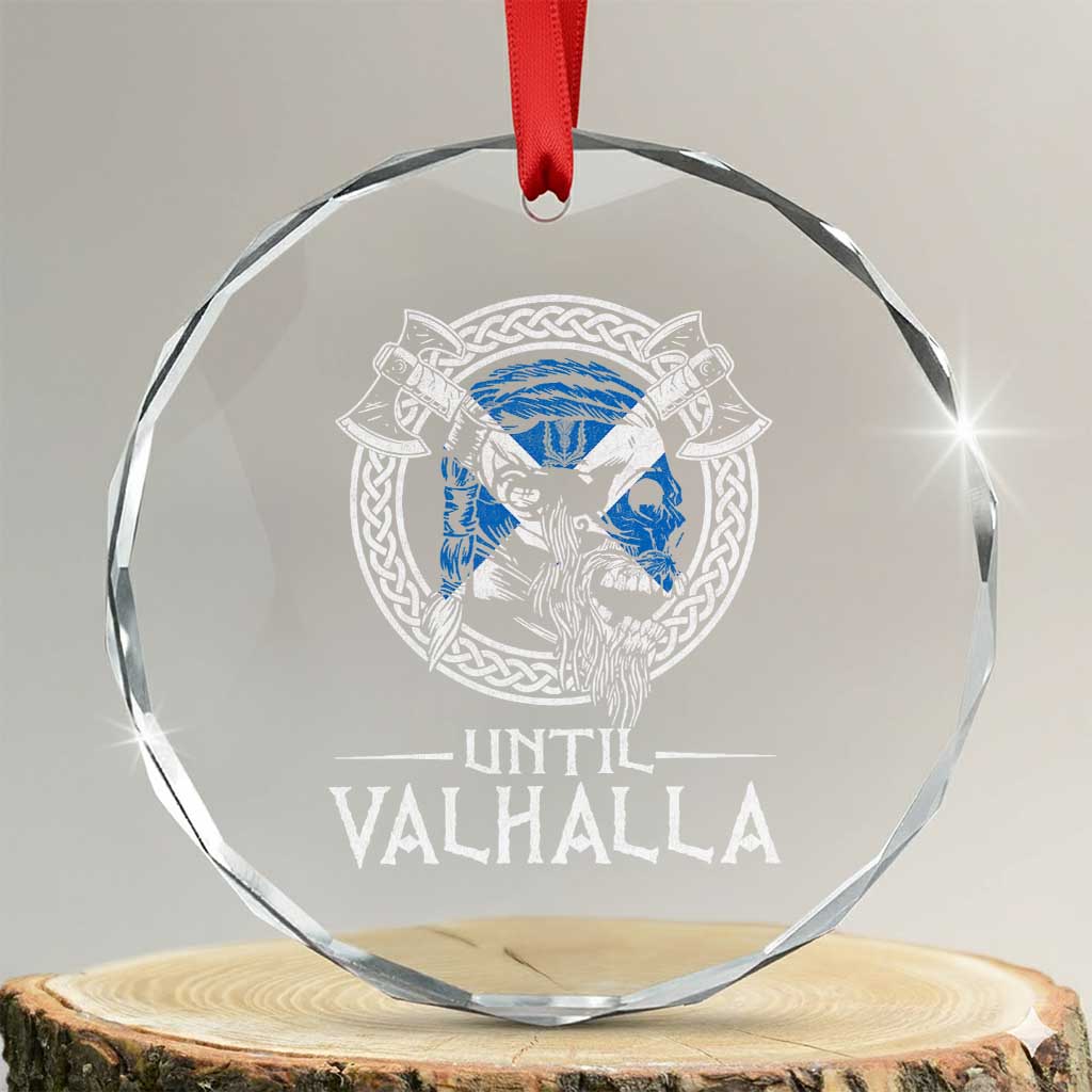 Funny Scottish Viking Crystal Glass Ornament Until Valhalla Vintage Scottish Flag Skull - Wonder Print Shop