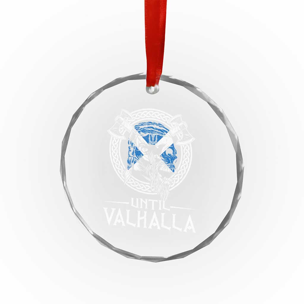 Funny Scottish Viking Crystal Glass Ornament Until Valhalla Vintage Scottish Flag Skull - Wonder Print Shop