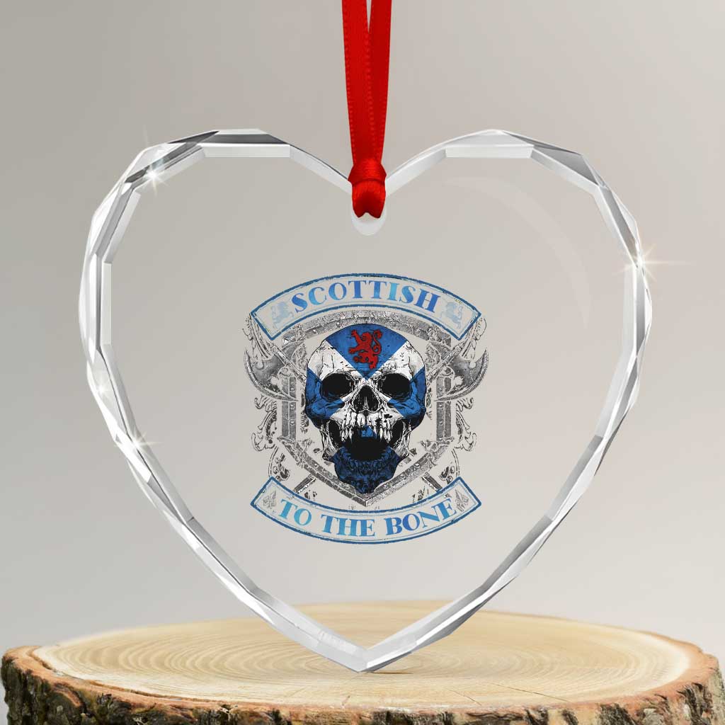 Funny Scottish Viking Heart Crystal Glass Ornament Scottish To The Bone Vintage Scottish Lion Rampant Flag Skull - Wonder Print Shop