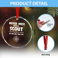 Funny Scout Crystal Glass Ornament Never Mess With A Scout Compass - Wonder Print Shop