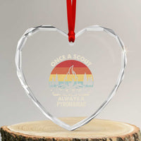 Funny Scout Heart Crystal Glass Ornament Once A Scout Always A Pyromaniac Adventure Retro - Wonder Print Shop