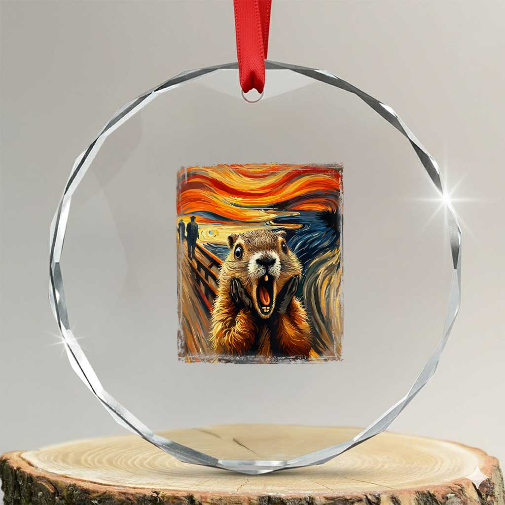 Funny Scream Groundhog Crystal Glass Ornament Woddchuck Day TS02
