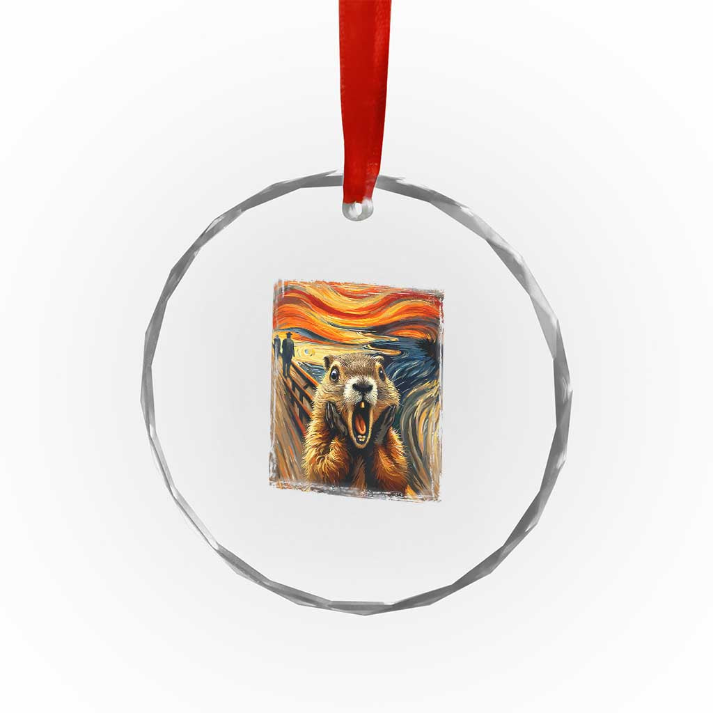 Funny Scream Groundhog Crystal Glass Ornament Woddchuck Day TS02