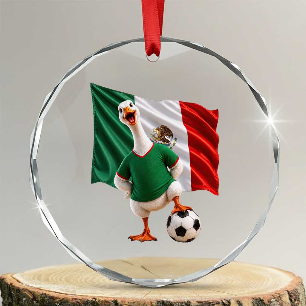 Funny Screaming Merlin the Duck Crystal Glass Ornament Mexico Soccer Flag Football Fans