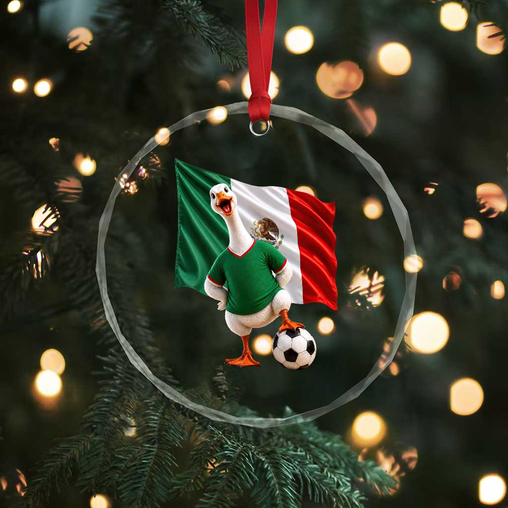 Funny Screaming Merlin the Duck Crystal Glass Ornament Mexico Soccer Flag Football Fans
