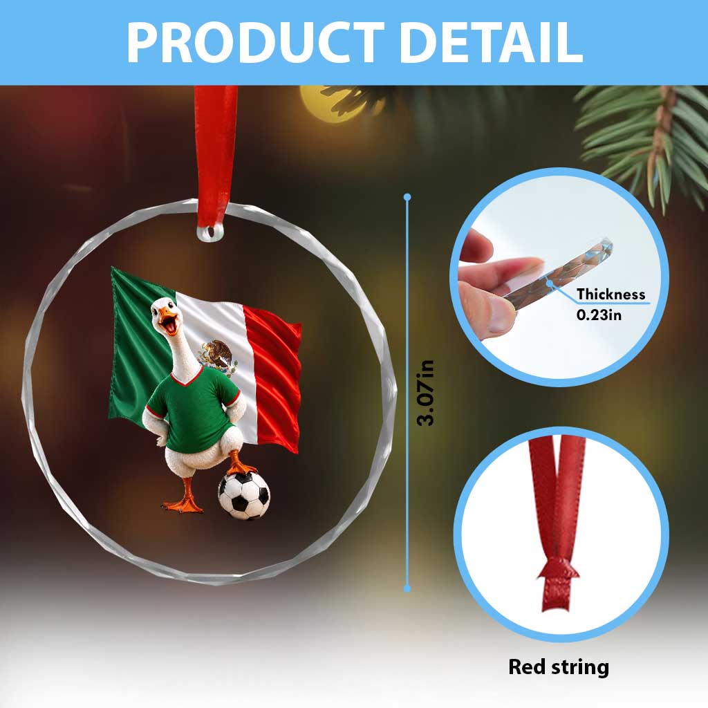 Funny Screaming Merlin the Duck Crystal Glass Ornament Mexico Soccer Flag Football Fans