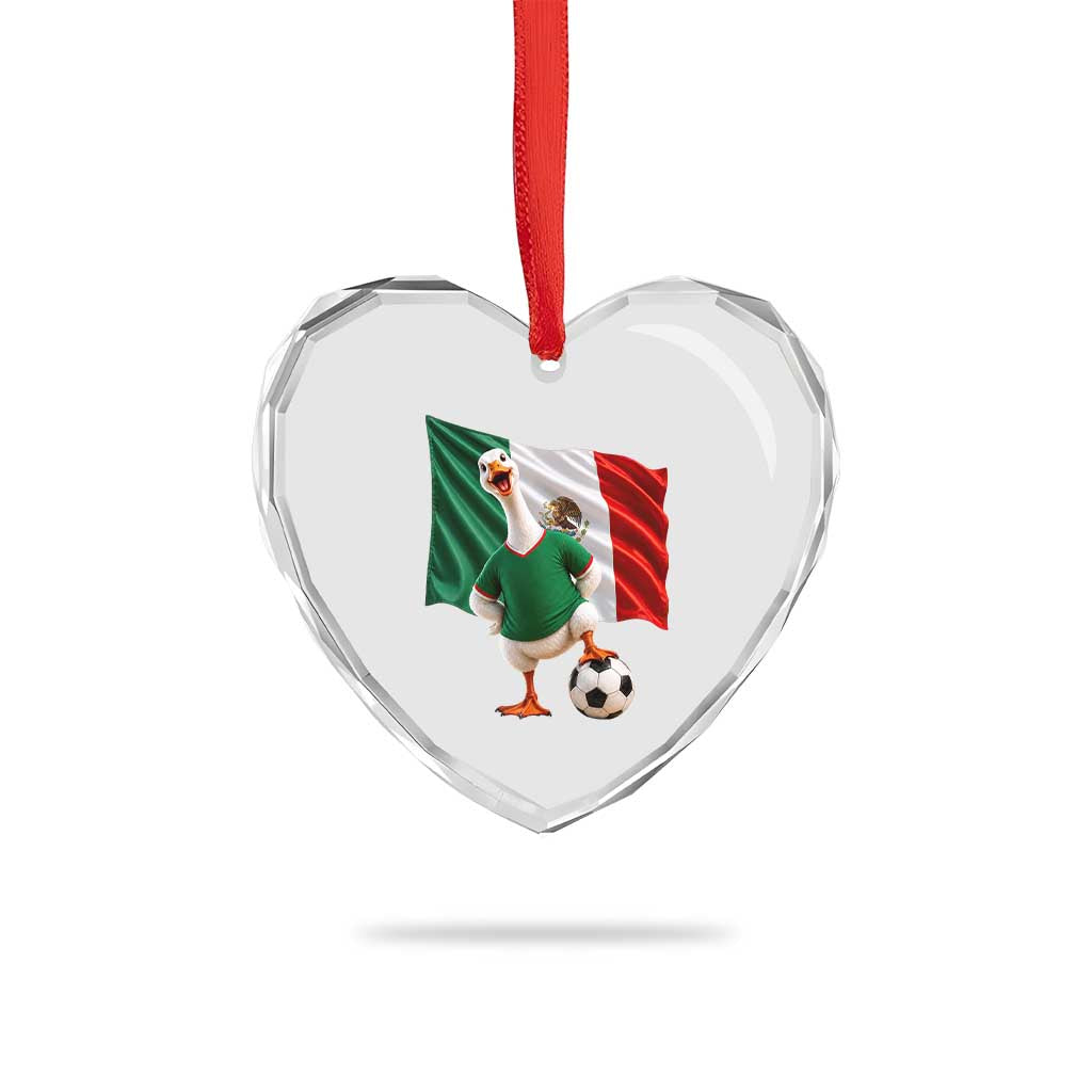 Funny Screaming Merlin the Duck Heart Crystal Glass Ornament Mexico Soccer Flag Football Fans