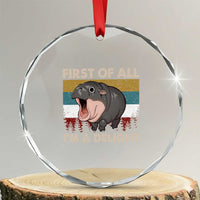 Funny Screaming Moo Deng Crystal Glass Ornament First Of All I'm A Delight Retro Vintage TS02