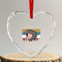 Funny Screaming Moo Deng Heart Crystal Glass Ornament First Of All I'm A Delight Retro Vintage - Wonder Print Shop