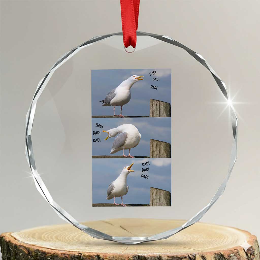 Funny Seagull Papa Crystal Glass Ornament Fathers Day Gift Ocean Life Dad Graphic