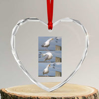 Funny Seagull Papa Heart Crystal Glass Ornament Fathers Day Gift Ocean Life Dad Graphic
