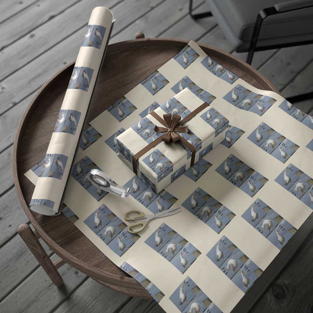 Funny Seagull Papa Wrapping Paper Roll Fathers Day Gift Ocean Life Dad Graphic