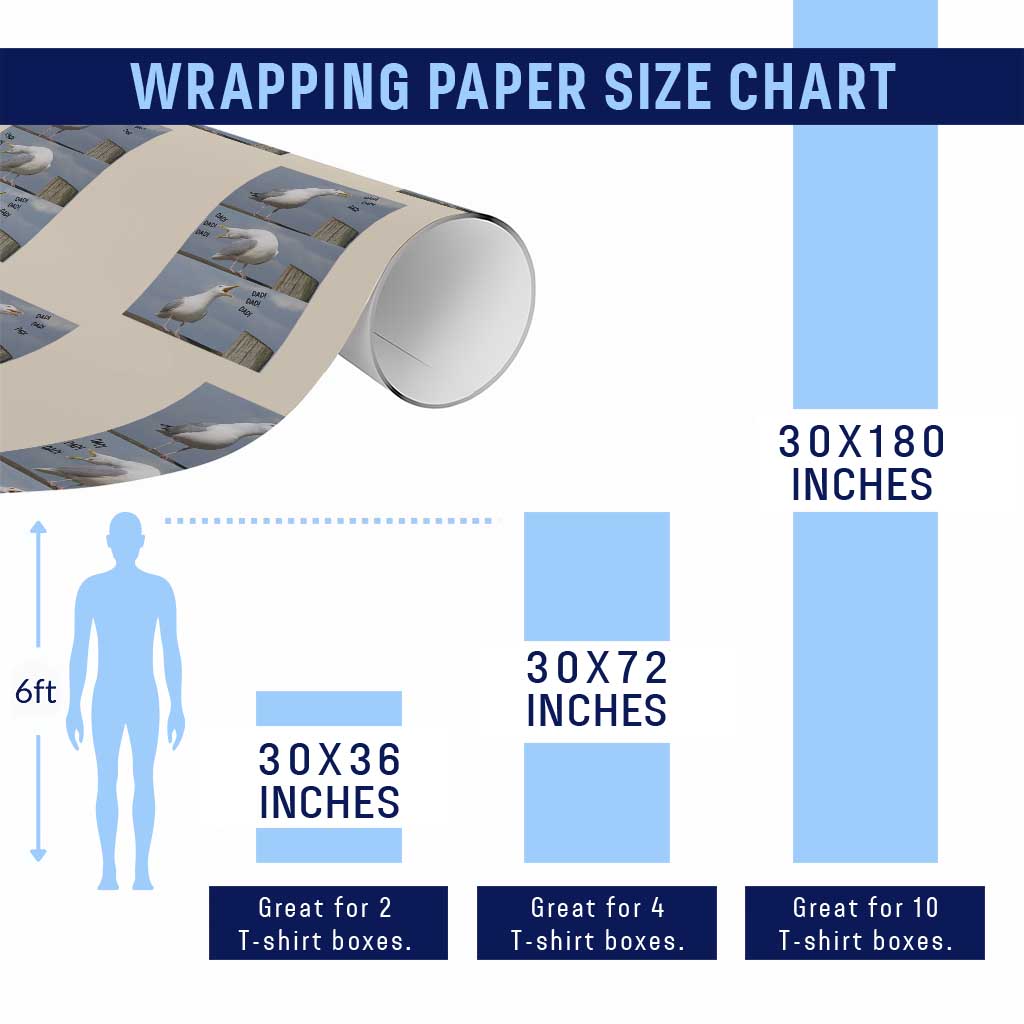 Funny Seagull Papa Wrapping Paper Roll Fathers Day Gift Ocean Life Dad Graphic