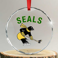 Funny Seal Ice Hockey Player Crystal Glass Ornament Winter Sports Gift - Wonder Print Shop