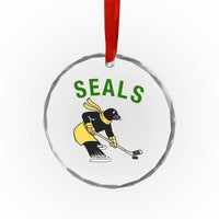 Funny Seal Ice Hockey Player Crystal Glass Ornament Winter Sports Gift - Wonder Print Shop
