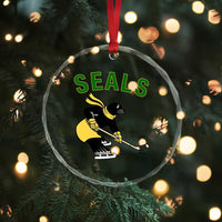 Funny Seal Ice Hockey Player Crystal Glass Ornament Winter Sports Gift - Wonder Print Shop